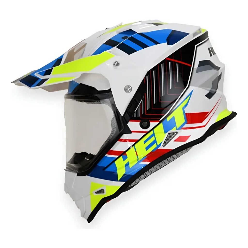 Capacete Helt Cross Vision Glass Town Motocross Trilha Adventure Com Óculos Interno Viseira Solar