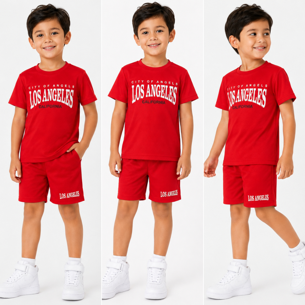 Conjunto Infantil Masculino De Verão - Camiseta + Short Confortável - Tamanho 2 ao 12 Anos