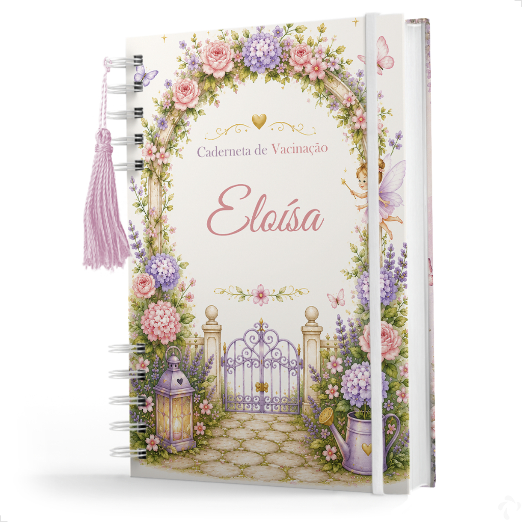 Caderneta De Vacinação Personalizada com Nome - Jardim Das Fadas
