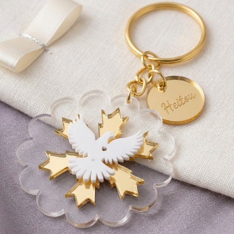 Chaveiro Personalizado Divino Espírito Santo | Lembrancinha de Crisma, Batizado e Primeira Comunhão