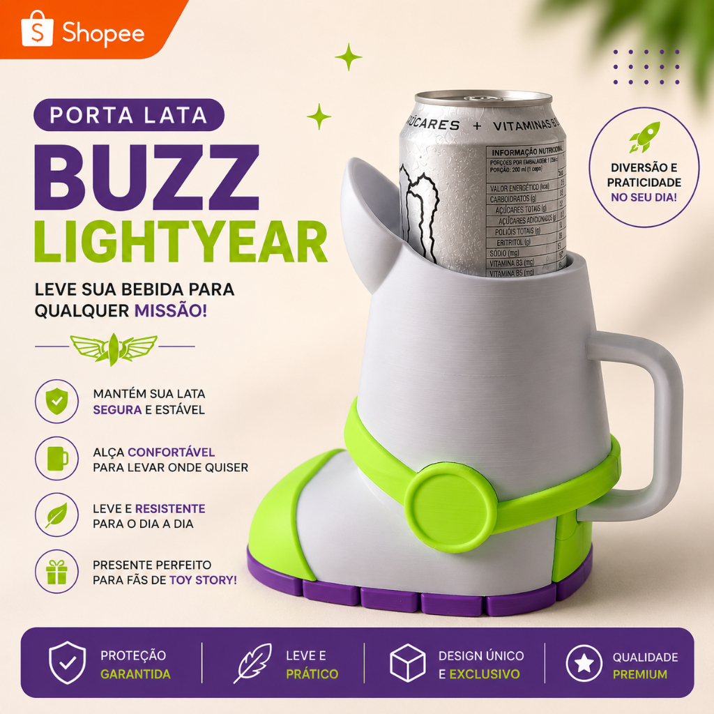 🚀 Porta Lata Buzz Lightyear Toy Story em Impressão 3D