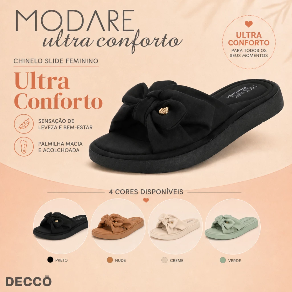 Sandalia Slide Feminina Ortopedica Palmilha Anatômica e Estilo Casual