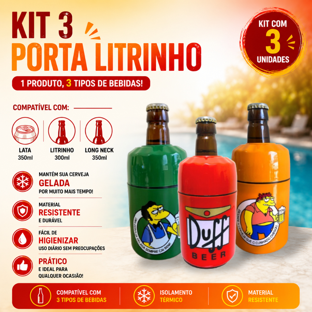 3 Porta Lata Cerveja 350ml Suporte Litrinho 300ml Churrasco bebida Gelada