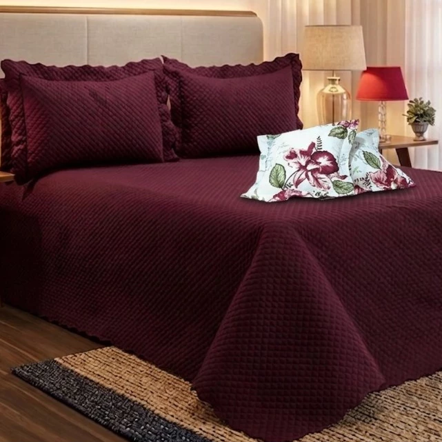 Cobre Leito Solteiro Casal Queen Florence 05 Peças Colcha Premium Micropercal 400 Fios Exclusiva — imagem 1
