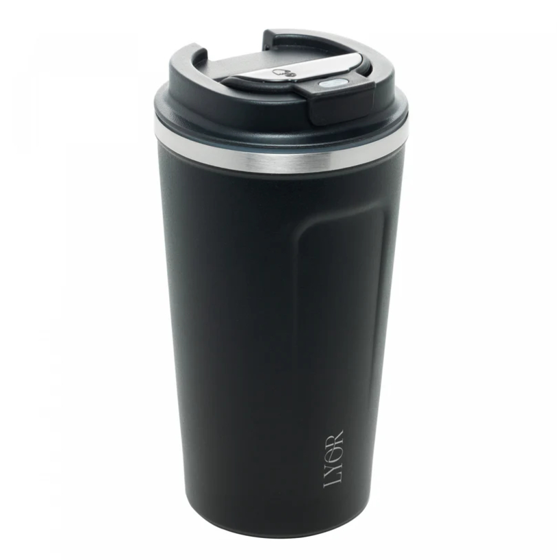 Copo Térmico Lyor Motion Parede Dupla de Aço Inox Preto