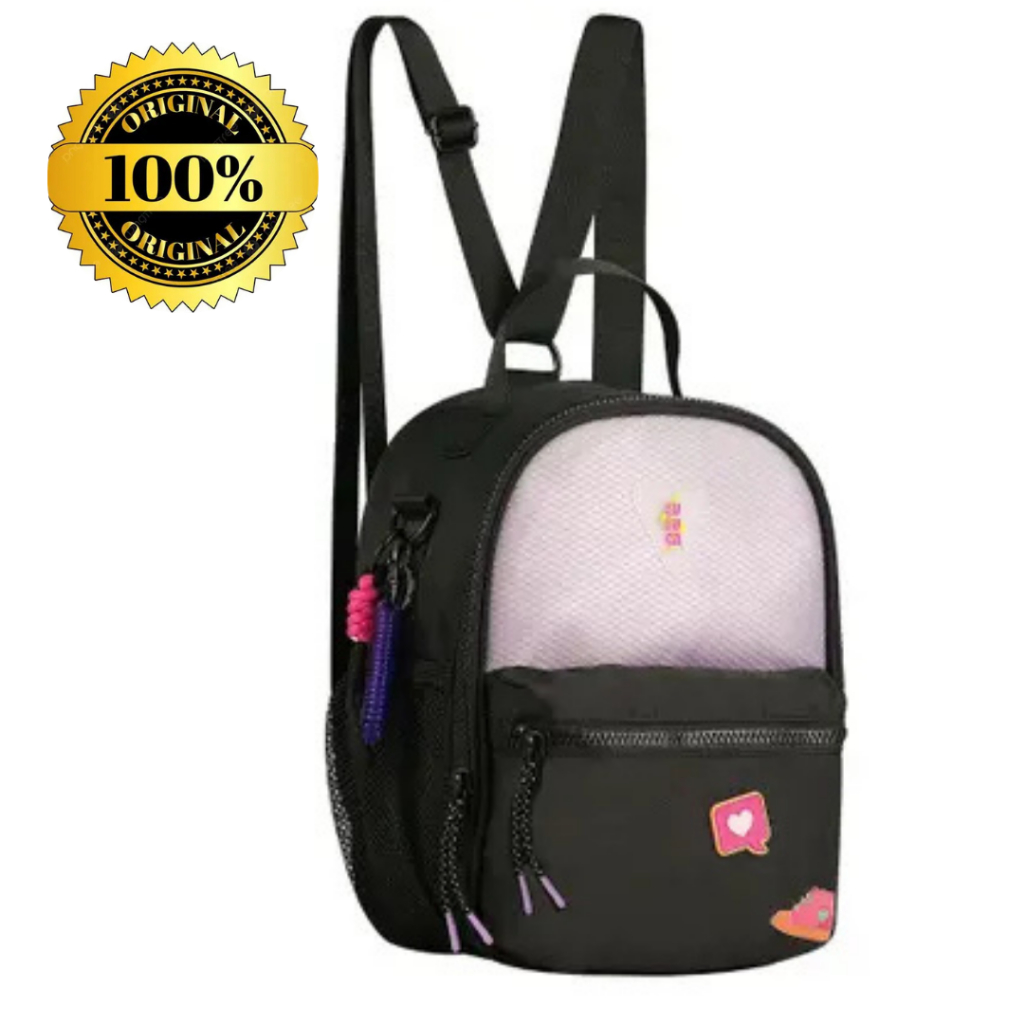 Mochila Escolar Luluca Preta Lona Zíper Modelo LU2958PT Juvenil