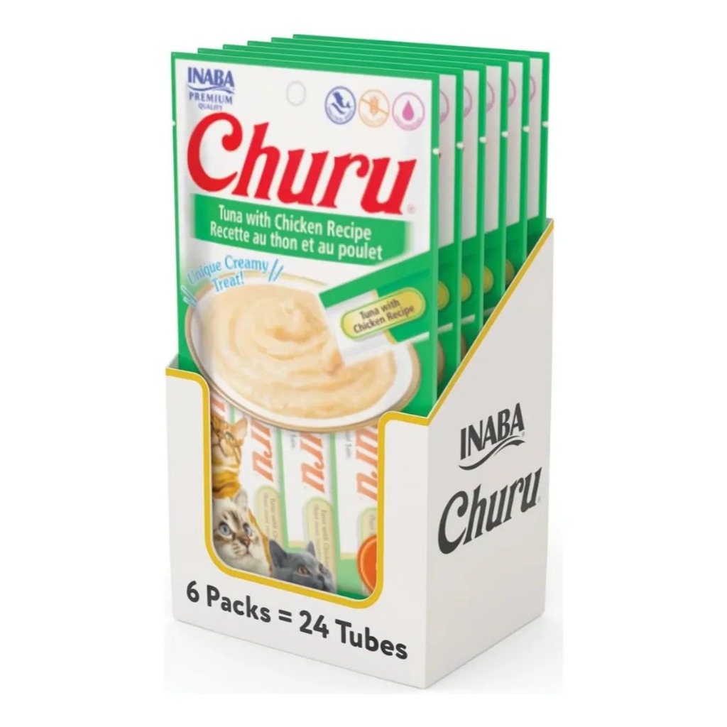 Kit 6 Unidades Churu - Gatos -  Atum e Frango (24 Sachês 14gr)