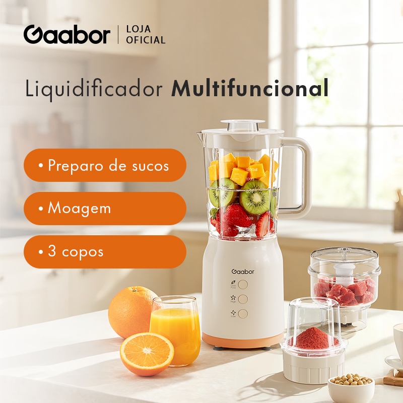 Gaabor Multiprocessador 3 Copos 3 Facas Aço Inox Bivolt 127V/220V 400W JM-12E01A
