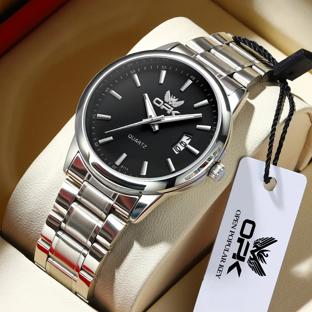 OPK Relogio Masculino Luxo Quartzo Preto Minimalista Elegante Casual Esporte Fashion Analogo 6010