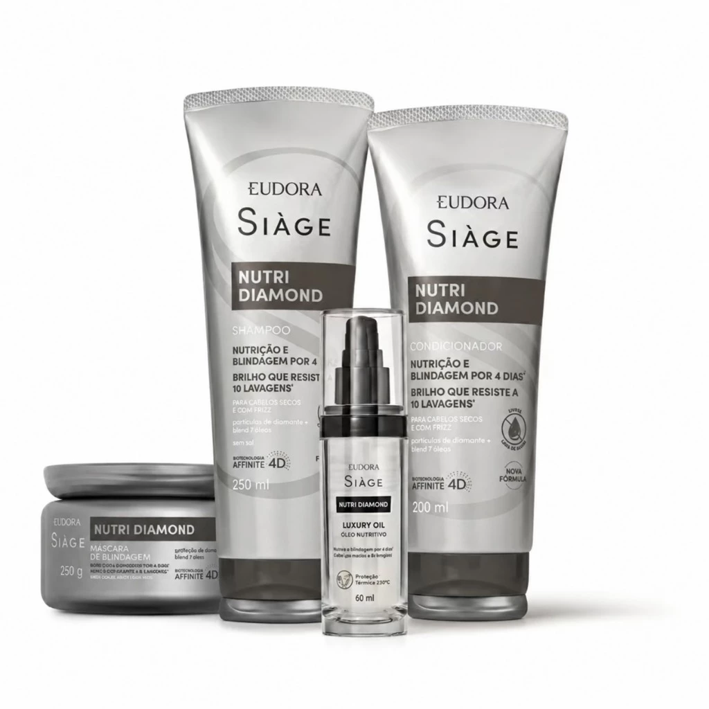 Siàge Eudora Nutri Diamond Shampoo 250ml + Condicionador 200ml + Máscara 250g + Óleo 60ml — imagem 1