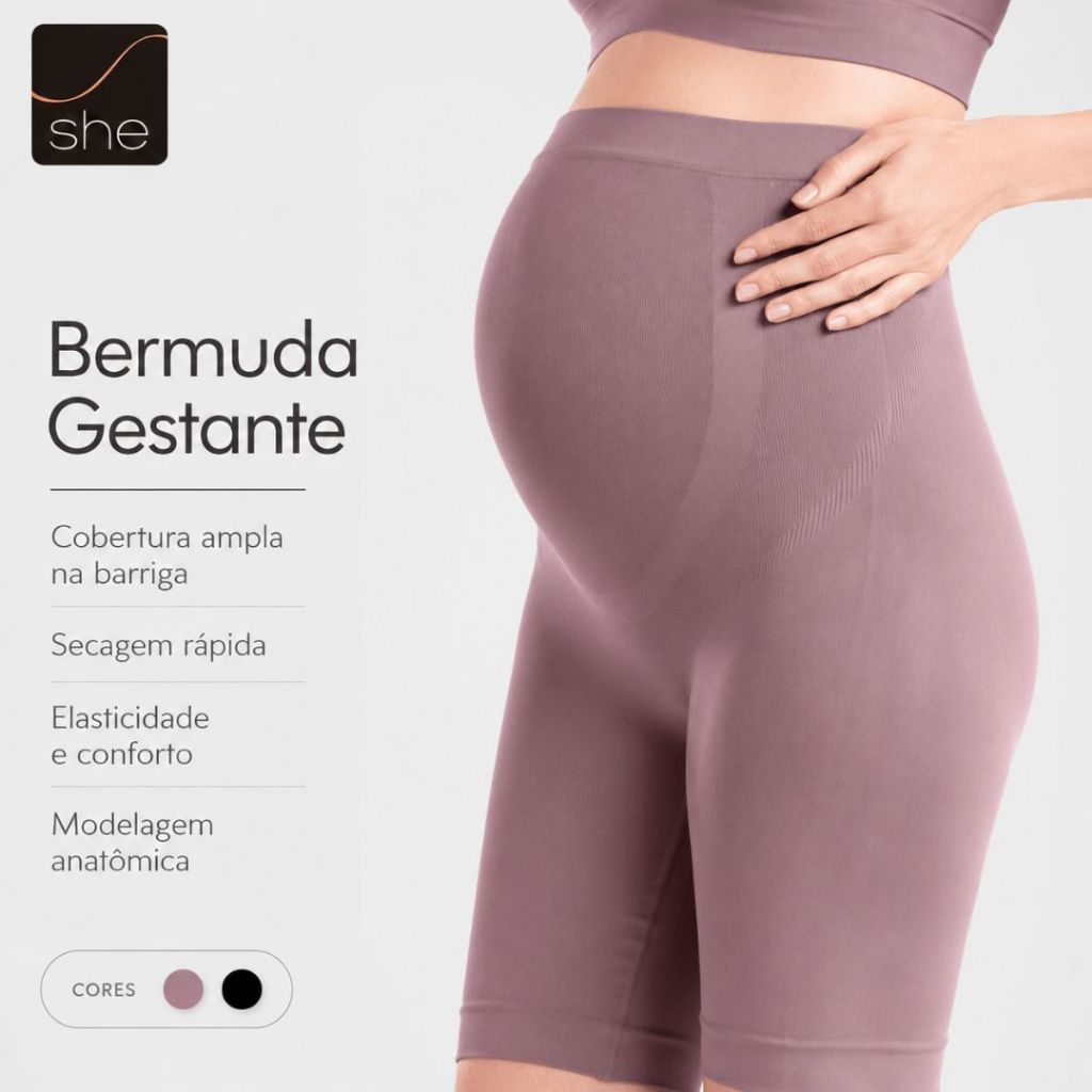 Bermuda Gestante Maternidade Sem Costura She