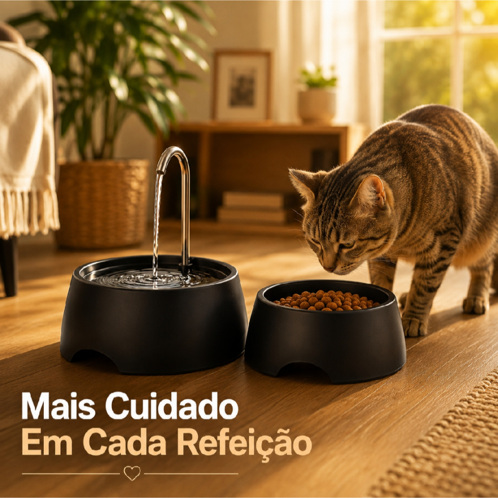 Fonte Bebedouro para Gatos com comedouro extra 600ml — imagem 2 de 2
