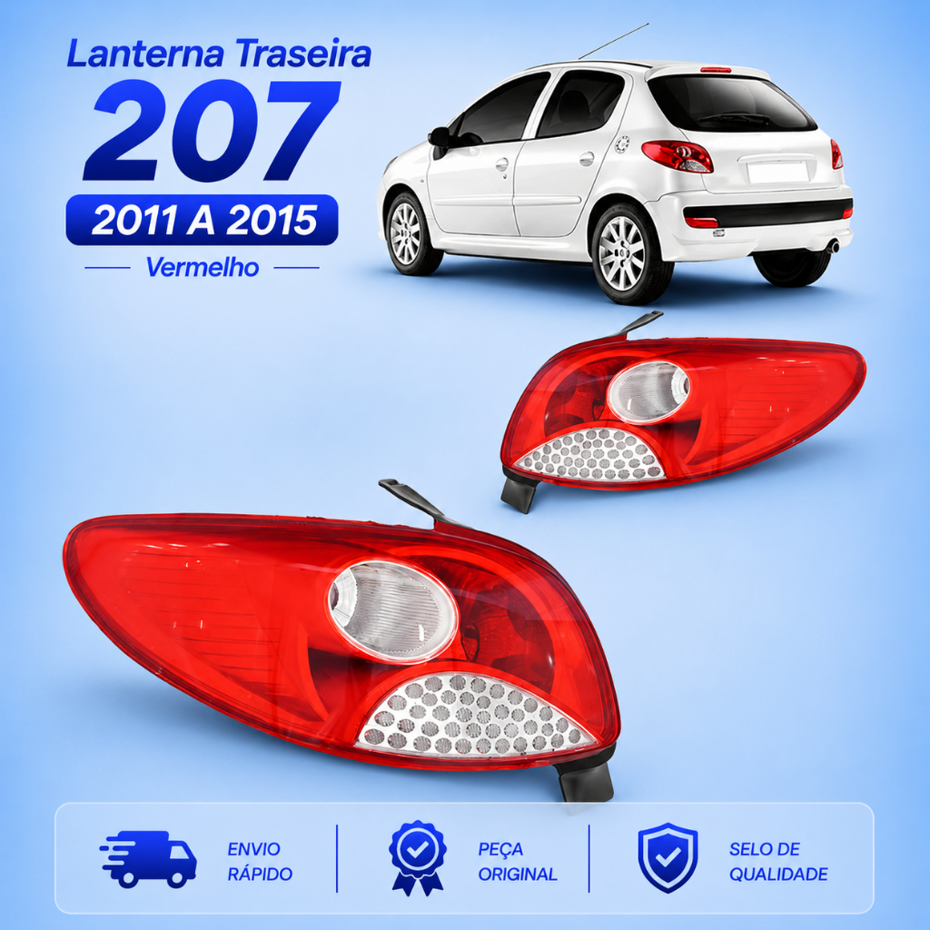 Lanterna Traseira 207 2011 2012 2013 2014 2015 Vermelho