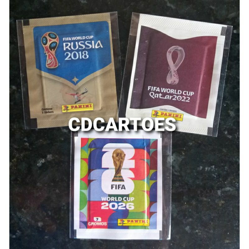 3 Envelopes de Figurinhas Lacrados Diferentes de Copas do Mundo - Originais - Nacionais - Leia