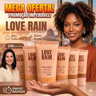 Base Liquida Matte Love Rain Cobre Tudo Resistente A Agua Alta Cobertura Longa Duracao Or…