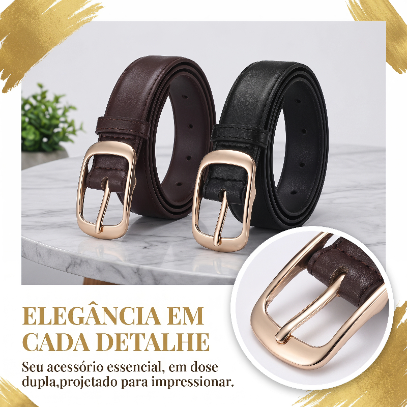2 cintos de cintura de mulheres com barras de ouro, porosos e não perforados, adequados para jeans e vestidos