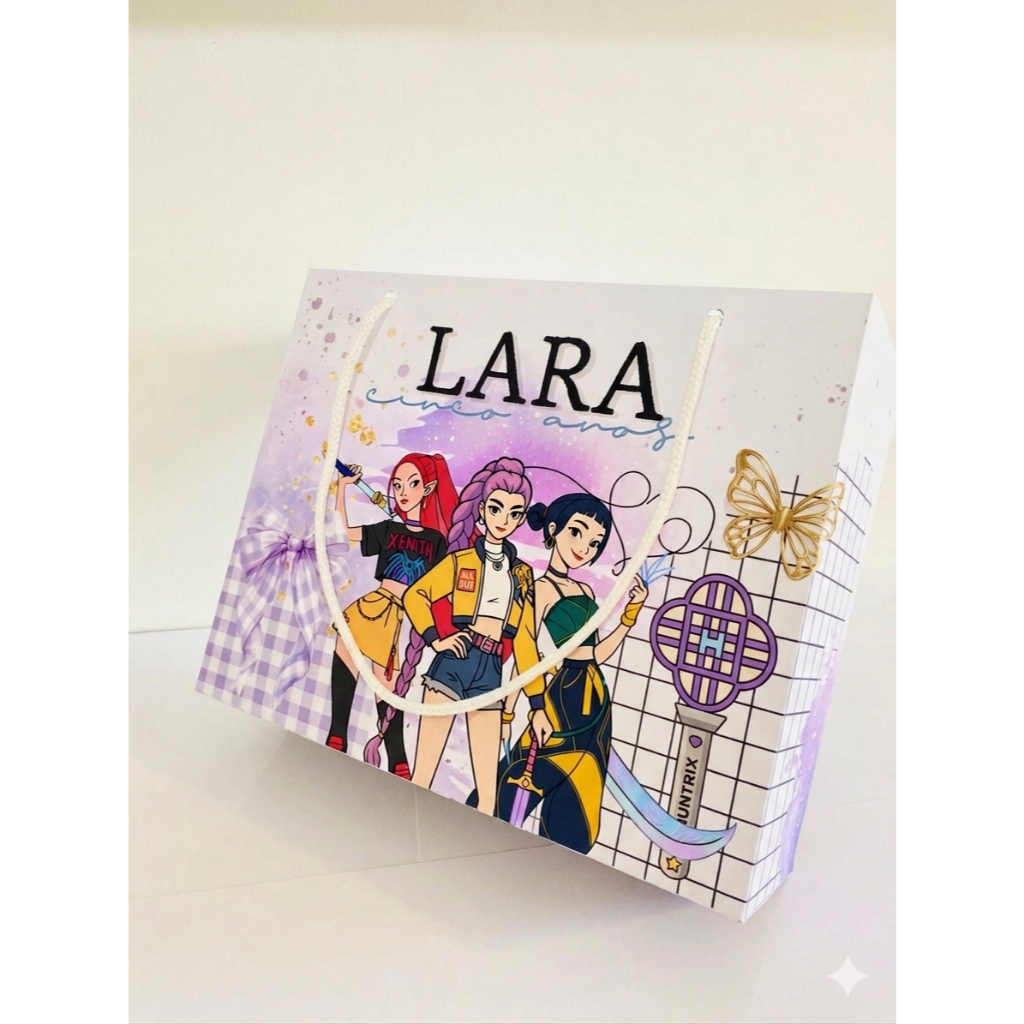 Sacolinha Personalizada GUERREIRAS DO K-POP| Lembrancinha Festa Infantil l FAZEMOS DE OUTROS TEMAS