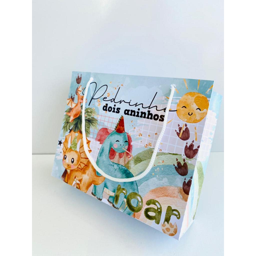 Sacolinha Personalizada DINOSSAUROS | Lembrancinha Festa Infantil l FAZEMOS DE OUTROS TEMAS