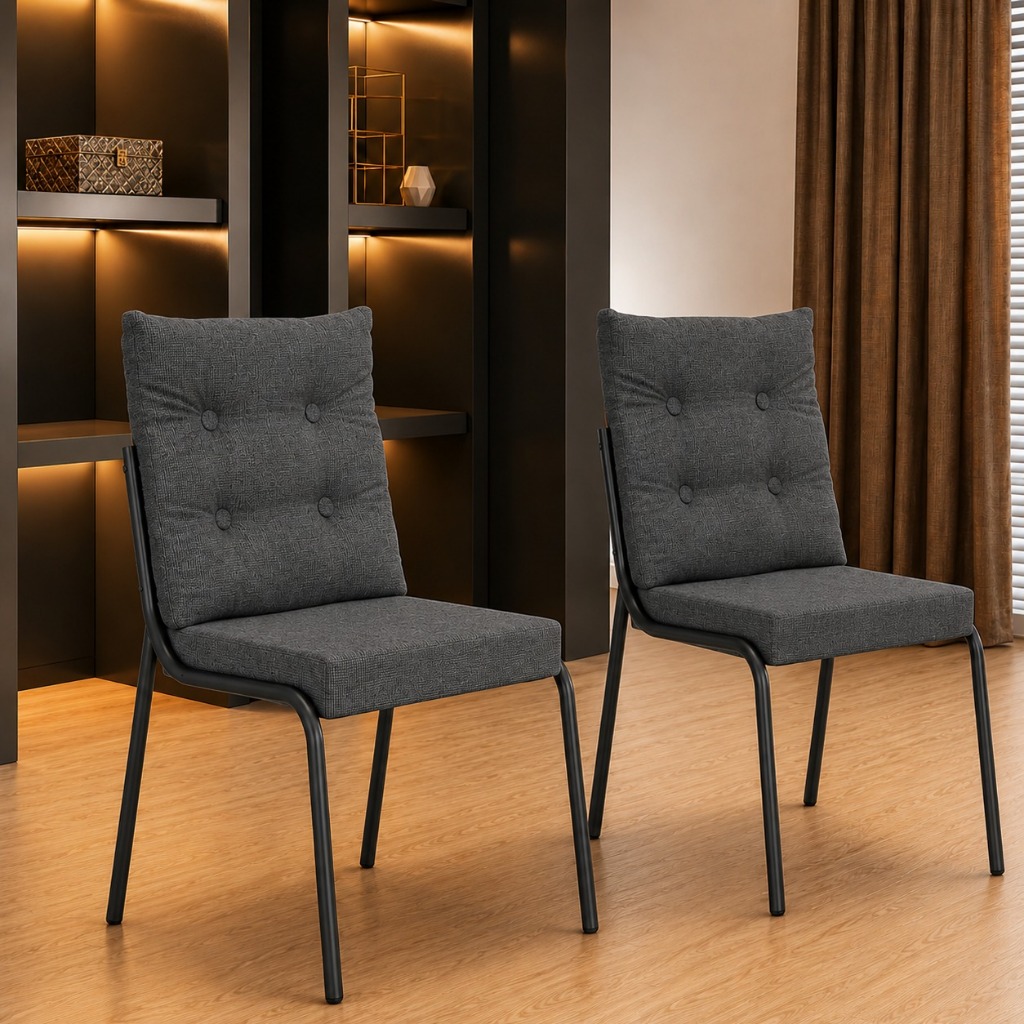 Conjunto 2 Cadeiras de Jantar Bali Carraro Preta