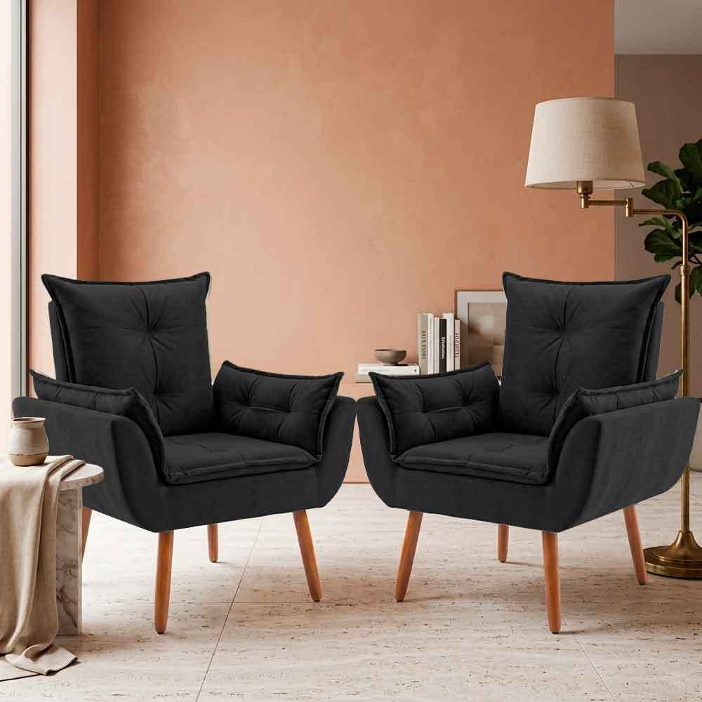 Kit 2 Poltronas Decorativa Para Sala de Estar - Opala Decorativa Poltronas Suede