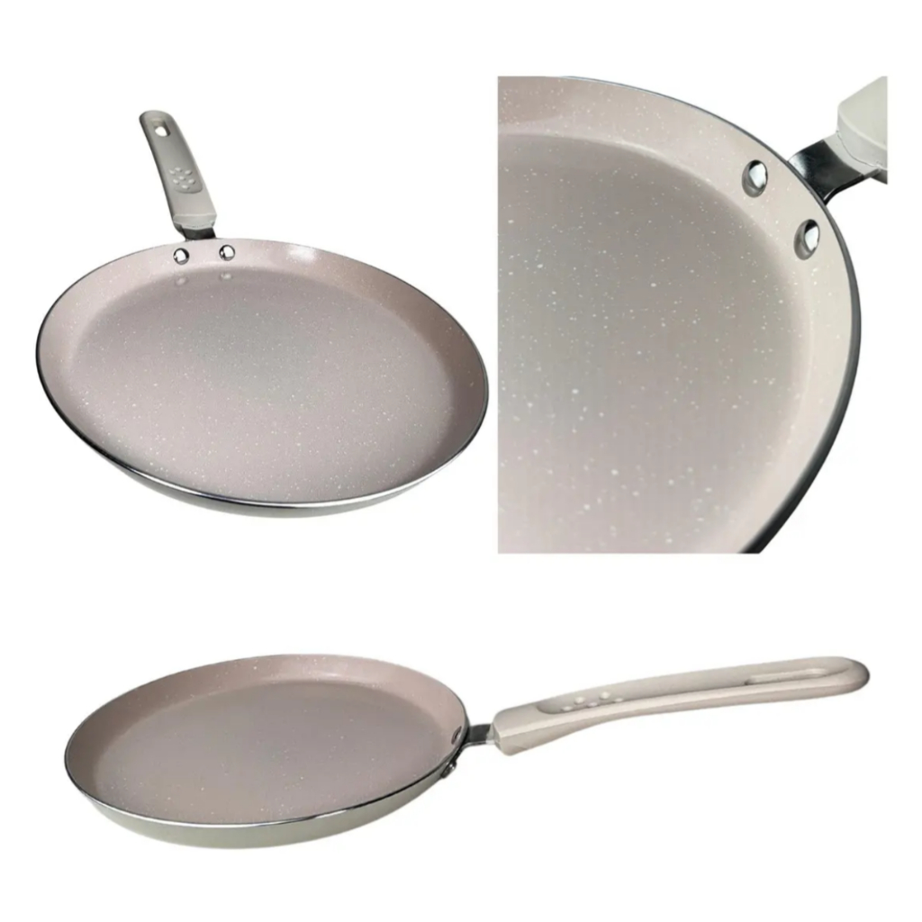 Tapioqueira Panquequeira com Revestimento Cerâmico 20cm Antiaderente Creme