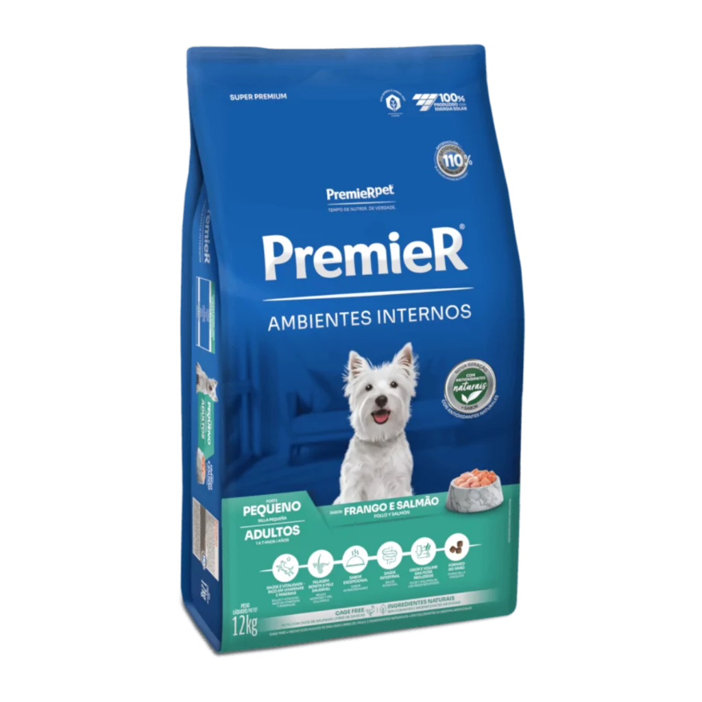 Premier Ambientes Internos Ração Seca para Cães Filhotes e Adultos 1kg e 2,5kg
