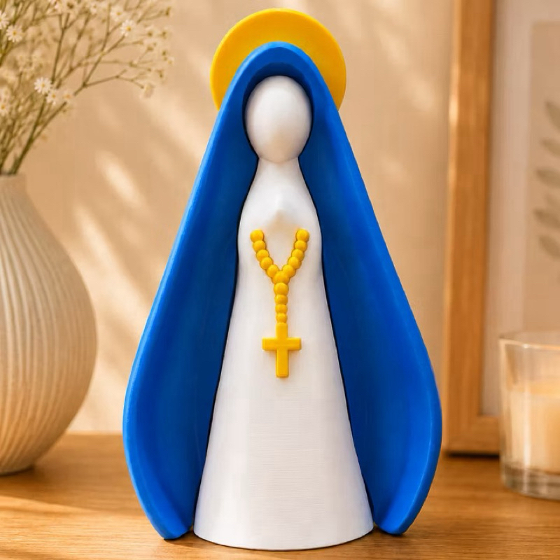 Escultura Nossa Senhora Minimalista PLA Decorativa Presentes Ideais