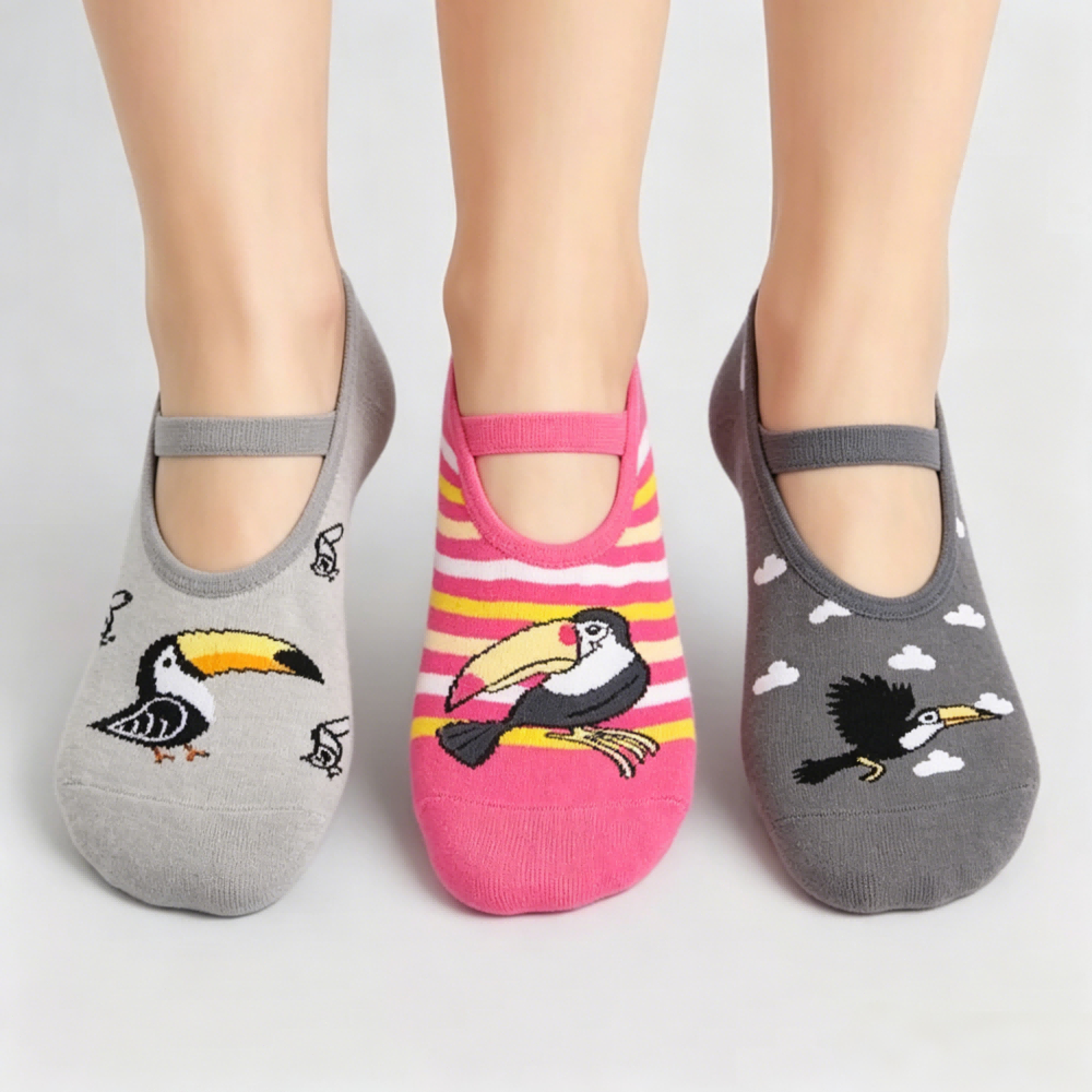 Imagem Kit 6 ou 3 Pares Meia Sapatilha Algodão Adulto Antiderrapante Pilates Yoga Fitness Feminina 33-39