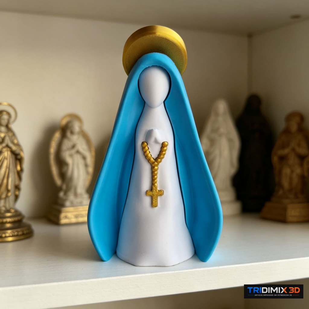 Nossa Senhora Decoração Religiosa 3D Maria Escultura 10cm Terço Católico Halo Oratório Presente Mãe