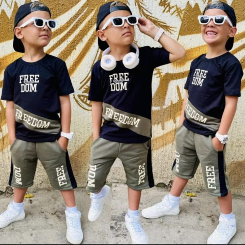 Conjunto Masculino Infantil Juvenil Kit Blusa 100% Algodão + Bermuda Moletinho do 2 ao 14 anos