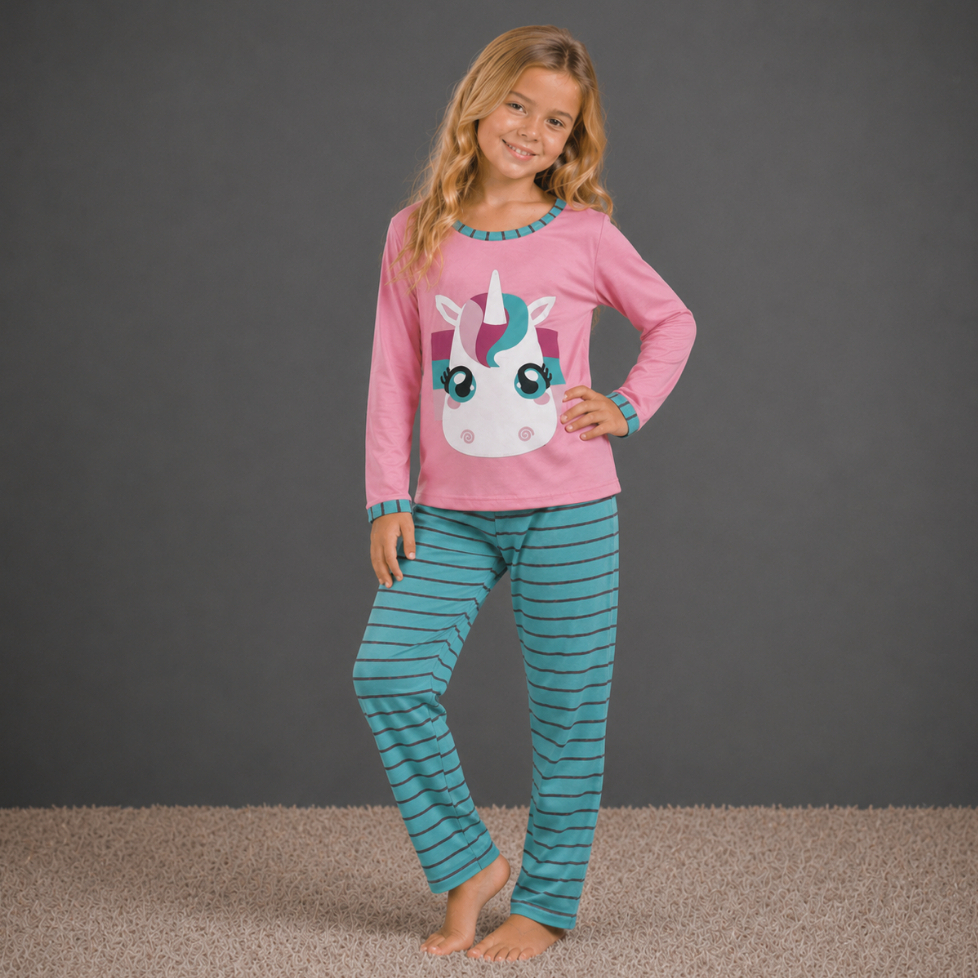 Pijama FB Infantil Unicornio Malha Premium Manga Longo De Frio Inverno