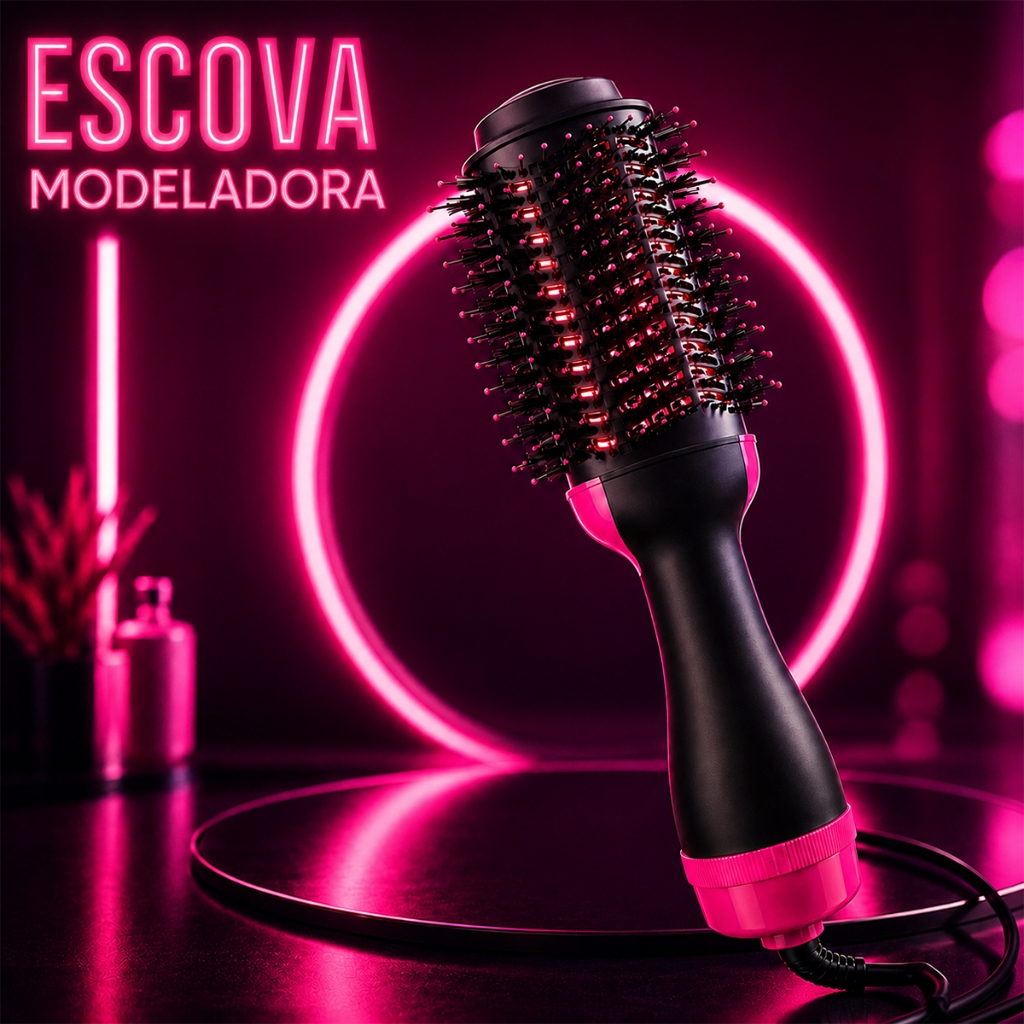 Escova Secadora Modeladora E Alisadora 1200w 3 Temperaturas