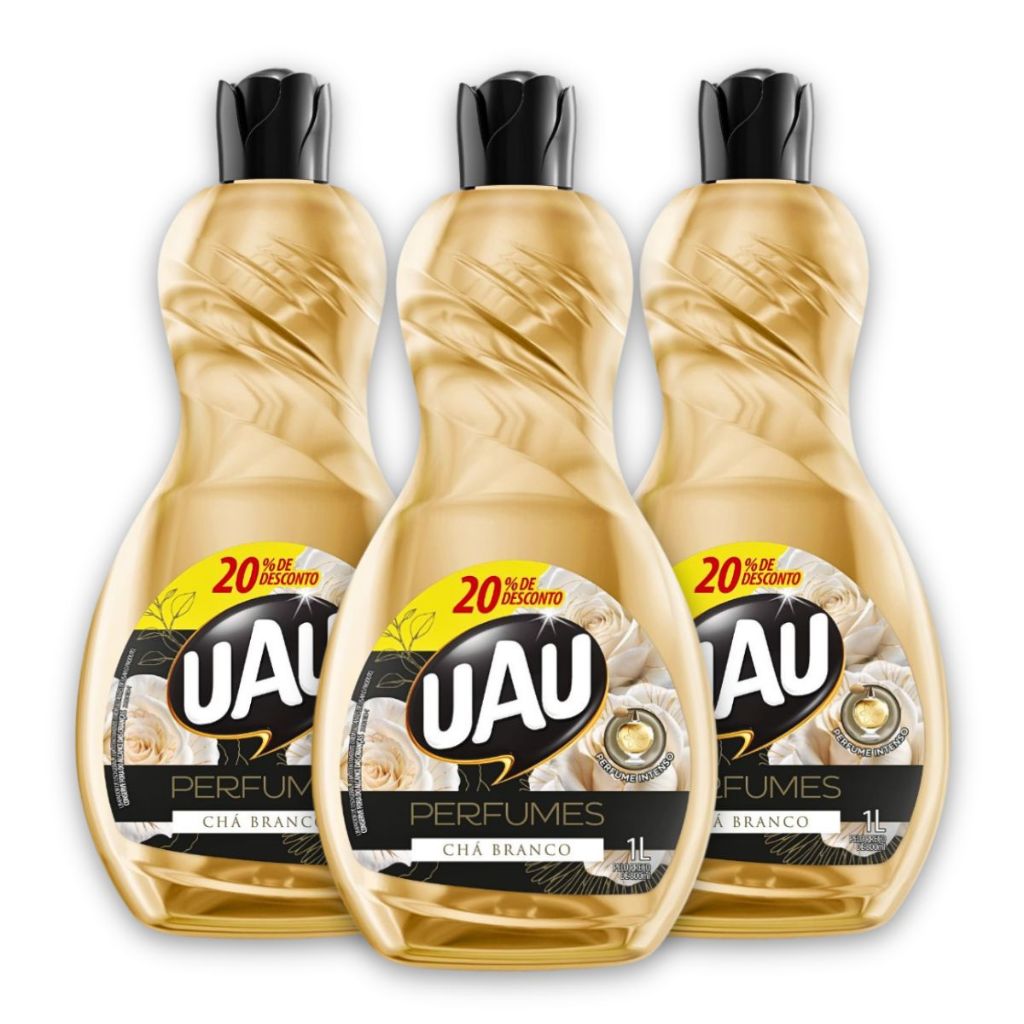 Kit 3un Limpador 1L UAU Perfume Chá Branco Promo