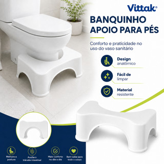 Banquinho Cócoras Apoio de Pés para Vaso Sanitário Com Base Antiderrapante Ergonômico Mul…