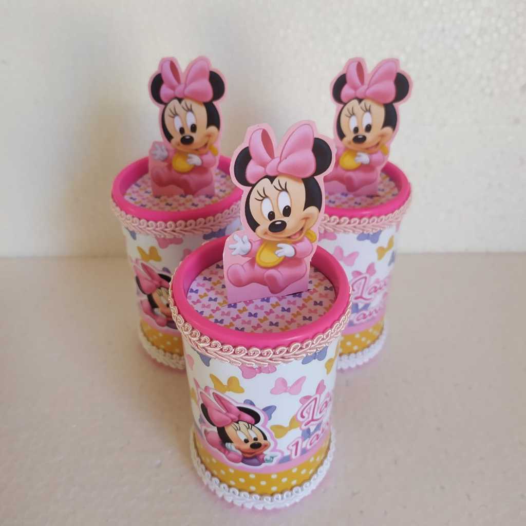 Cofrinhos personalizados Minnie Rosa Baby Lembrancinha Infantil Aniversario Cofre Personalizado