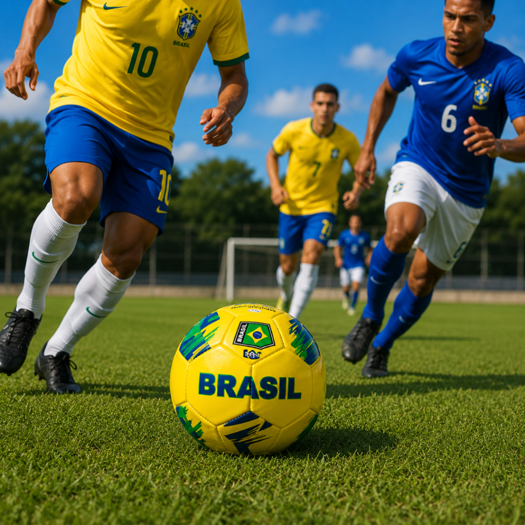 Bola Futebol Brasil Número 5 Amarela Costurada Resistente Campo Quadra