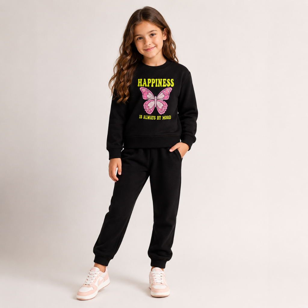 Conjunto Moleton Infantil  Flanelado Borboleta Calça Jogger Confortavel e Quentinho
