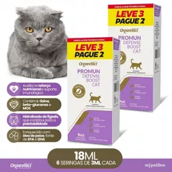 Kit 6 Promun Defense Boost Cat Organnact 3ml Suplemento Nutricional - Combo Leve 3 Pague 2
