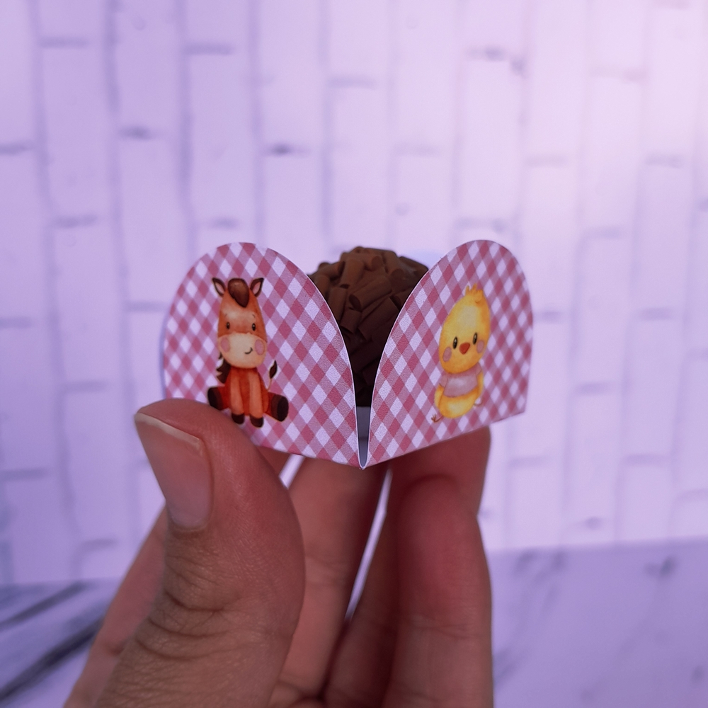 Forminhas para Docinhos Brigadeiro Doce Lembrancinhas Aniversário Fazendinha Rosa Fazenda