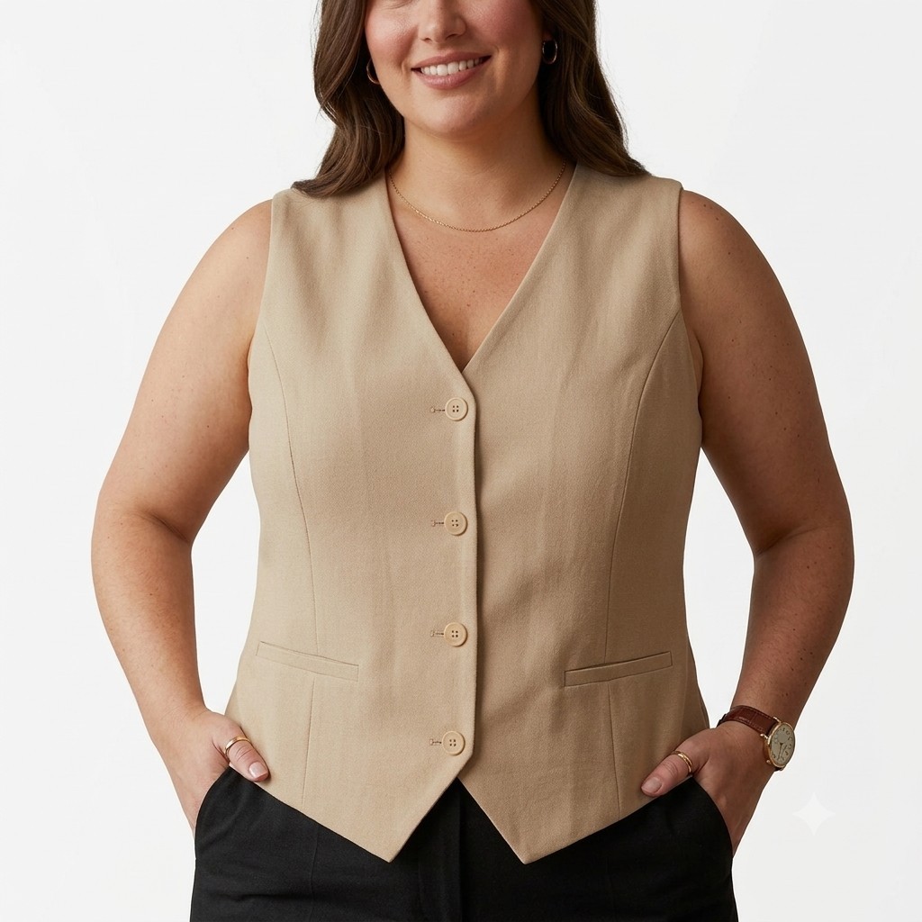 Colete Feminino Alfaiataria Blazer Social Moda Corselet Casual Com Botões De Trabalho Festa Social