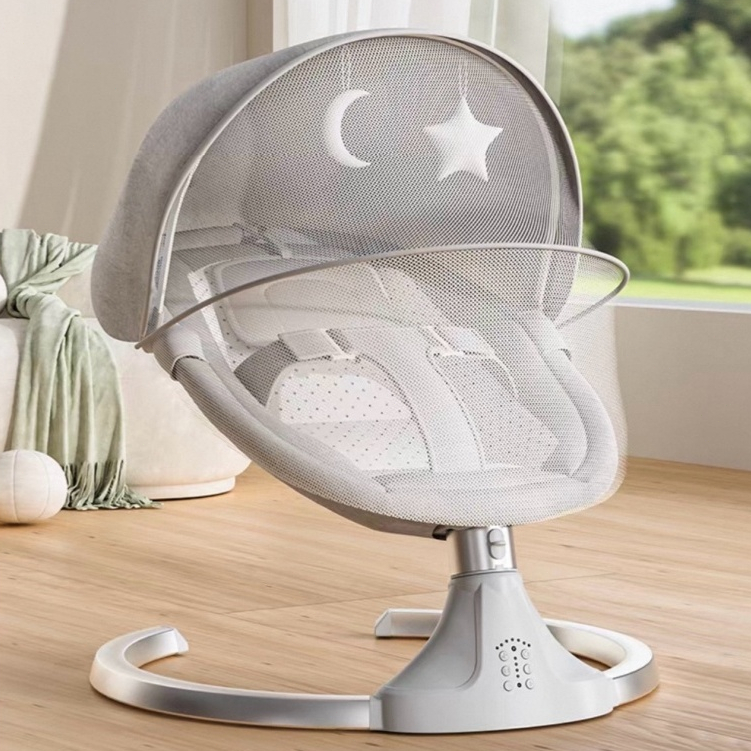 Cadeira Balanço para Bebê com Função Descanso, Música, Mosquiteiro e Controle Remoto