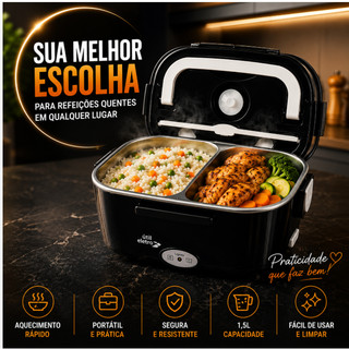Promoção Marmita Elétrica Bivolt 110V/220V Com Colher P/ Carro Casa Taxi Uber Caminhão