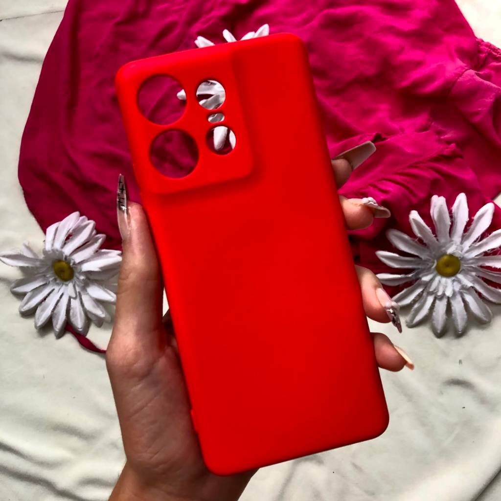 Capa Capinha Para Motorola Moto Edge 50 PRO Silicone Aveludada Capinha de Celular Vermelho