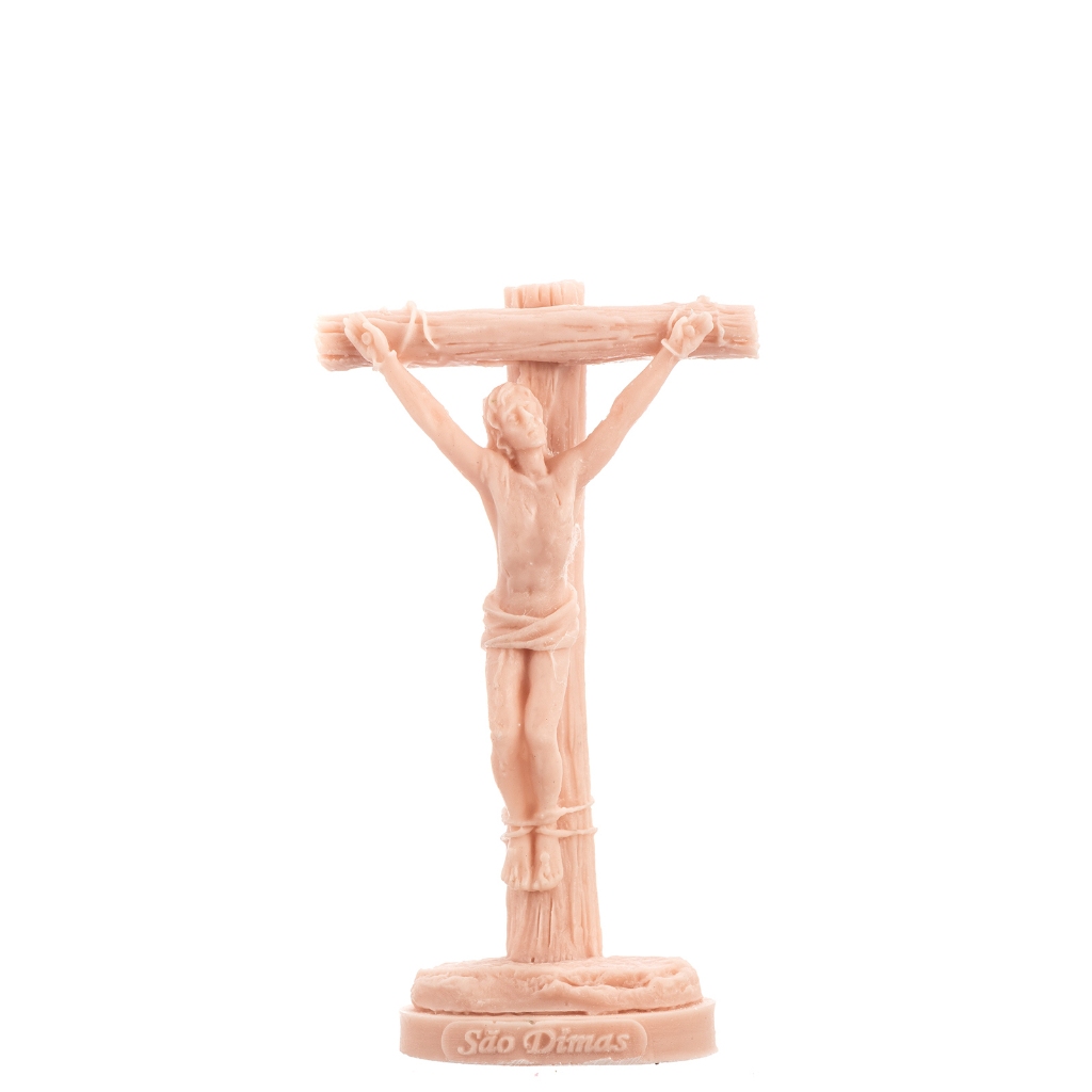 São Dimas Rosa 14 cm em Resina Imagem Católica Para Altar Oratório Decoração Religiosa e Presente