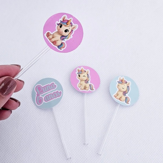 Topper para Doces Unicórnio Personalizado | Brigadeiro, Cupcake | Festa Infantil | Aniversário