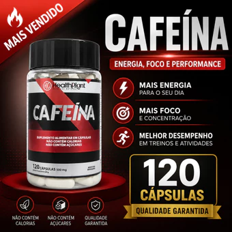 Cafeína 500mg Extra Forte Termogênico em cápsulas Energia e disposição 120 Caps