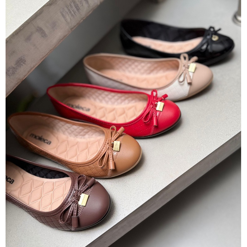 Sapatilha Feminina MOLECA ORIGINAL Bico Redondo em Verniz Laço/Coração confortavel Oferta .