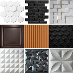 Kit 5 / 10 Placas PVC 3D Revestimento de Parede Decorativa 50x50cm