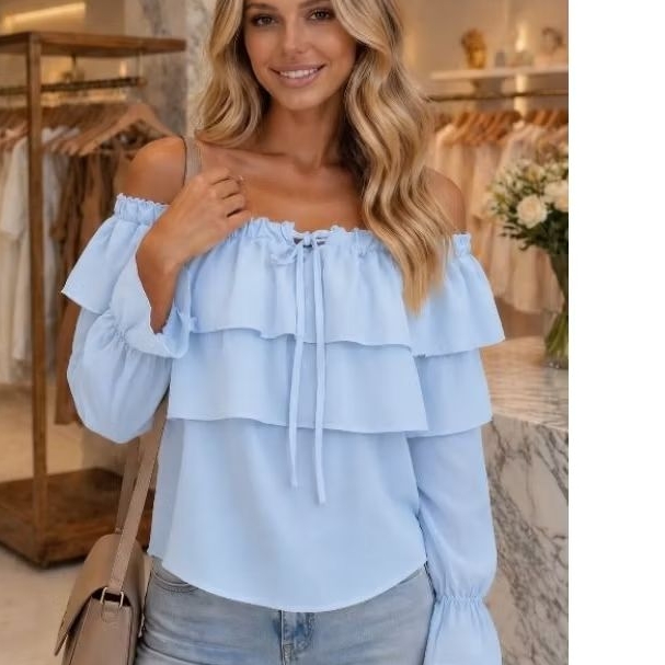 Blusa feminina ciganinha moda gringa 2 babados boho blusa feminina