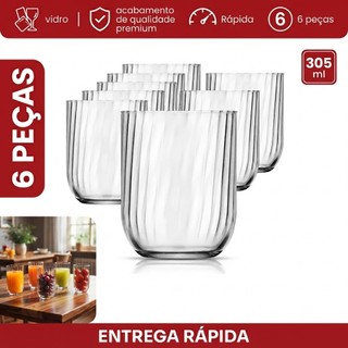 Kit jogo de 06 Copos Multiuso Fiore,material premium Transparente 305 ml -